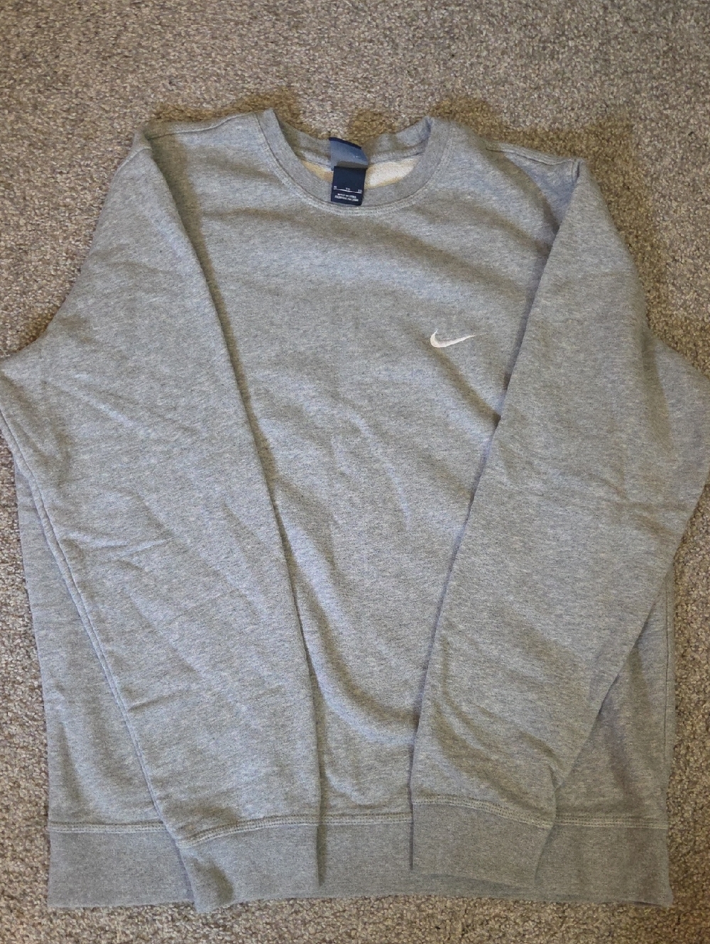 Nike Grey Crewneck Sweatshirt with White Swoosh XL